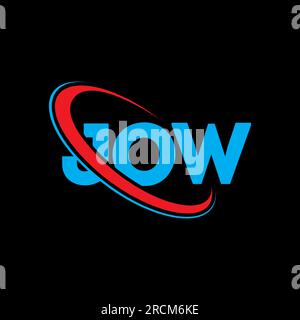 Logo JOW. Lettre JOW. Conception de logo de lettre JOW. Initiales JOW logo lié avec cercle et logo monogramme majuscule. Typographie JOW pour la technologie, les entreprises Illustration de Vecteur