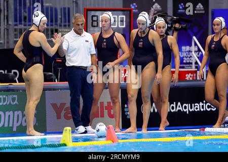 Fukuoka, Japon. 16 juillet 2023. FUKUOKA, JAPON - JUILLET 16 : Team USA pendant les Championnats du monde aquatiques 2023 match féminin USA contre Chine le 16 juillet 2023 à Fukuoka, Japon (photo par Albert Ten Hove/Orange Pictures) crédit : Orange pics BV/Alamy Live News Banque D'Images