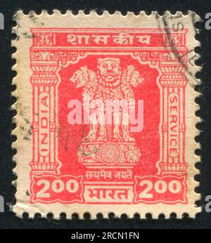 INDE - VERS 1967 : timbre imprimé par l'Inde, montre la capitale du pilier d'Asoka, vers 1967 Banque D'Images