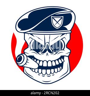 Crâne élégant en colère avec barbe. Illustration vectorielle pour tshirt, sweat à capuche, site Web, impression, application, logo, clip art, affiche et impression Illustration de Vecteur