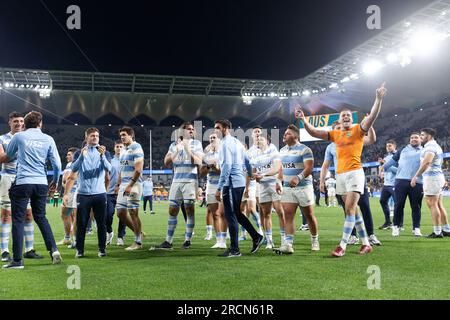 Sydney, Australie. 15 juillet 2023. Les joueurs argentins remercient leurs supporters après avoir remporté le match eToro Rugby Championship 2023 entre l'Australie et l'Argentine au CommBank Stadium le 15 juillet 2023 à Sydney, Australie Credit : IOIO IMAGES/Alamy Live News Banque D'Images