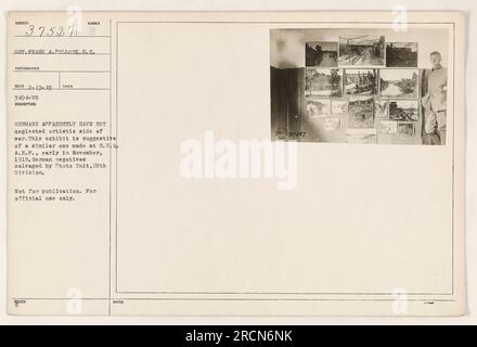 Soldats allemands présentant une exposition artistique pendant la première Guerre mondiale Cette image a été prise par le sergent Frank A. Pollock, S.C. et porte le numéro 111-SC-37527. La photographie fait partie d'une collection de l'unité de photo de la 28e Division et représente des négatifs allemands qui ont été récupérés. Il n'est pas destiné à la publication et est destiné à un usage officiel uniquement. Banque D'Images