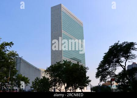 Bâtiment et siège du Secrétariat de l ' ONU à New York (États-Unis d ' Amérique) Banque D'Images