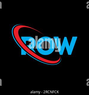 Logo ROW. Lettre de LIGNE. Logo EN forme de RANGÉE. Logo DE RANGÉE D'initiales lié à un cercle et logo de monogramme majuscule. Typographie DE LIGNE pour la technologie, les entreprises Illustration de Vecteur