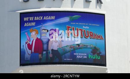 West Hollywood, Californie, USA 15 juillet 2023 Futurama Billboard le 15 juillet 2023 à West Hollywood, Californie, USA. Photo de Barry King/Alamy stock photo Banque D'Images