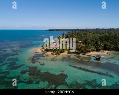 Vue aérienne de Boca del Drago, Bocas del Toro, Panama - stock photo Banque D'Images