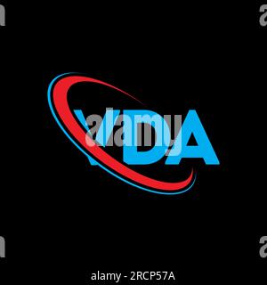 Logo VDA. Lettre VDA. Logo de lettre VDA. Initiales logo VDA lié à un cercle et logo monogramme majuscule. Typographie VDA pour la technologie, les entreprises Illustration de Vecteur