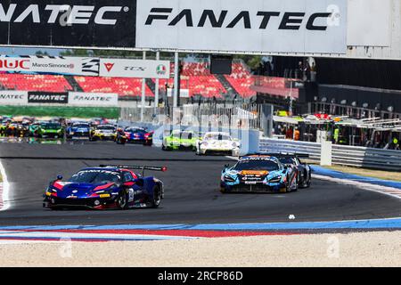 14 ALTOE Giacomo, LAPPALAINEN Konsta, course Emil Frey Ferrari 296 GT3, action lors de la 5e manche du GT World Challenge Europe Sprint Cup 2023, à Misano, Italie du 14 au 16 juillet 2023 - photo Grégory Lenormand/DPPI crédit : DPPI Media/Alamy Live News Banque D'Images