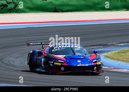 14 ALTOE Giacomo, LAPPALAINEN Konsta, course Emil Frey Ferrari 296 GT3, action lors de la 5e manche du GT World Challenge Europe Sprint Cup 2023, à Misano, Italie du 14 au 16 juillet 2023 - photo Grégory Lenormand/DPPI crédit : DPPI Media/Alamy Live News Banque D'Images