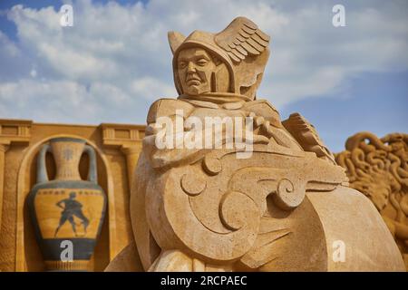 Sondervig, Danemark, 21 mai,2023: Festival international de sculpture sur sable Banque D'Images