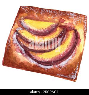 Aquarelle cute collection de pain de boulangerie ensemble d'illustrations croissant baguette pain pain pain pain pain pain pain bagel roulé chaud croisé. Ensemble aquarelle de diverses pâtisseries. Banque D'Images