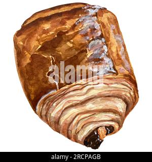 Aquarelle cute collection de pain de boulangerie ensemble d'illustrations croissant baguette pain pain pain pain pain pain pain bagel roulé chaud croisé. Ensemble aquarelle de diverses pâtisseries. Banque D'Images