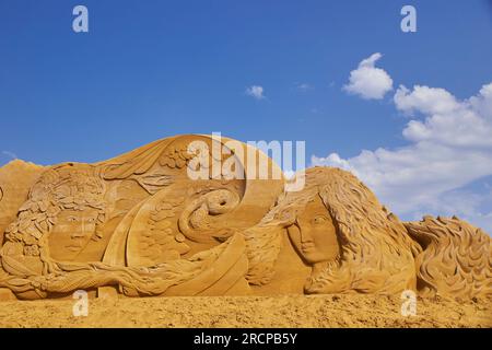 Sondervig, Danemark, 21 mai,2023: Festival international de sculpture sur sable Banque D'Images