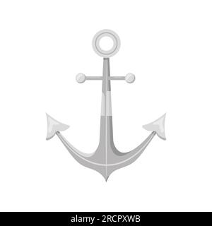 Icône d'ancre isolée sur fond blanc. Logo Marine. Symbole de dessin animé nautique. Illustration vectorielle dans le style plat Illustration de Vecteur