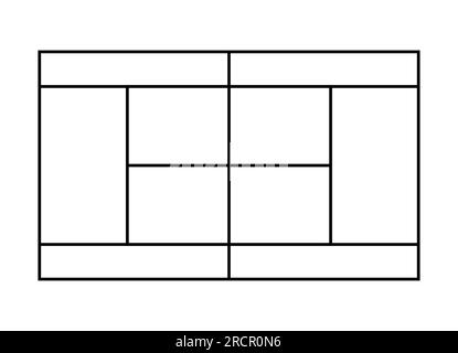 Schéma du court de tennis. Illustration de contour. Symbole de terrain de tennis. Illustration de Vecteur