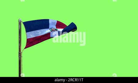 Agitant le drapeau de la République Dominicaine pour le jour du drapeau sur écran vert, isolé - objet rendu 3D. Banque D'Images