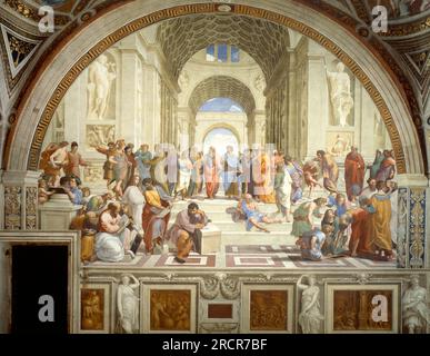 École d'Athènes ou Scuola di Atene. Fresque de Raphaël au Palais apostolique du Vatican. 1511. Banque D'Images