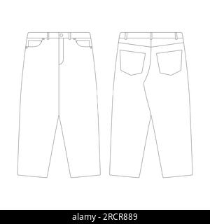 modèle pantalon baggy jeans illustration vectorielle plat design contour collection de vêtements Illustration de Vecteur