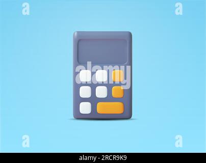 calculatrice grise 3d dans un style minimal, isolé sur fond. Concept de conception pour les mathématiques, la comptabilité, la finance, la caisse, le revenu, calculateur de coûts. illustration vectorielle 3d. Illustration vectorielle Illustration de Vecteur