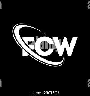 Logo FCW. Lettre FCW. Logo de la lettre FCW. Initiales logo FCW liées à un cercle et logo monogramme majuscule. Typographie FCW pour la technologie, les entreprises Illustration de Vecteur