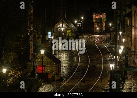 Village de tramway de Crich - Leeds City transport Tram n ° 399 Banque D'Images