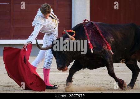 Le torero Borja Jiménez lors de la corrida de Toros sur la Plaza de las Ventas à Madrid, Jule 16, 2023 Espagne Banque D'Images