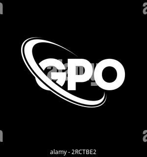 Logo GPO. Lettre GPO. Logo de lettre GPO. Initiales GPO logo lié avec cercle et logo monogramme majuscule. Typographie GPO pour la technologie, les entreprises Illustration de Vecteur