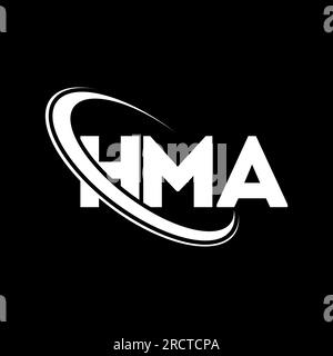 Logo HMA. Lettre HMA. Logo lettre HMA. Initiales logo HMA lié à un cercle et logo monogramme majuscule. Typographie HMA pour la technologie, les entreprises Illustration de Vecteur