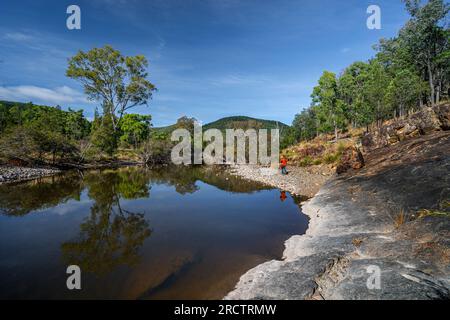 Trou d'eau saisonnier sur la rivière Severn, section Broadwater du parc national Sundown, Queensland Australie Banque D'Images