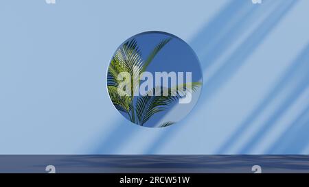 forme géométrique et nature plante fond coloré, rendu 3d. Banque D'Images