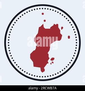 Timbre rond Mustique. Logo rond avec carte de l'île et titre. Badge Mustique minimal élégant avec carte. Illustration vectorielle. Illustration de Vecteur