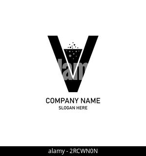 Logo de laboratoire lettre V. Logo de laboratoire médical. Symbole des bouteilles de produits chimiques. Illustration vectorielle isolée sur fond blanc. Illustration de Vecteur