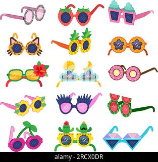 Lunettes de fête. Lunettes drôles encadrées élégantes, lunettes de soleil de décoration de visage vectorielles récentes Illustration de Vecteur