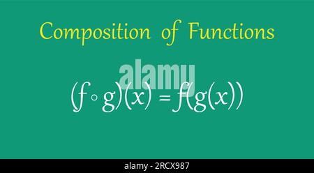 Composition de deux fonctions en mathématiques. Illustration vectorielle scientifique isolée sur tableau noir. Illustration de Vecteur
