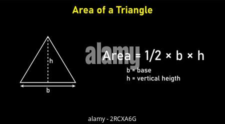 Formule de zone des formes triangulaires. Formules de zone pour les formes triangulaires 2D. Illustration vectorielle isolée sur fond noir. Illustration de Vecteur