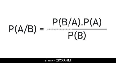 Formule du théorème de Bayes en théorie des probabilités. Ressources mathématiques pour les enseignants et les élèves. Illustration de Vecteur