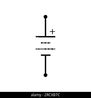 Symbole de batterie à double cellule dans l'électricité. Illustration vectorielle isolée sur fond blanc. Illustration de Vecteur