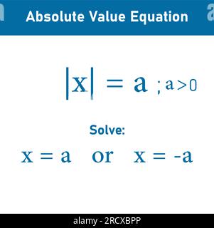 Valeur absolue du nombre réel. Équations en valeur absolue de x en mathématiques. Illustration de Vecteur