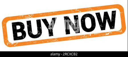 ACHETER MAINTENANT texte écrit sur le signe de timbre rectangle orange-noir. Banque D'Images