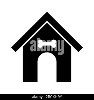 Maison de chien avec os sur elle sur fond blanc. Illustration isolée. Banque D'Images