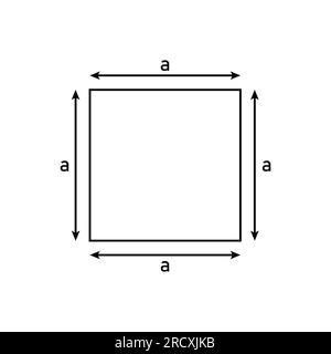 Formule de surface des formes carrées. Formules de zone pour les formes 2D carrées. Illustration vectorielle isolée sur fond blanc. Illustration de Vecteur