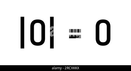 Absolute value of zero. Absolute value equations of real number in mathematics. Stock Vector