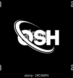 Logo OSH. Lettre OSH. Logo OSH lettre. Initiales OSH logo lié avec cercle et logo monogramme majuscule. Typographie OSH pour la technologie, les entreprises Illustration de Vecteur