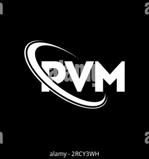 Logo PVM. Lettre PVM. Logo en forme de lettre PVM. Initiales logo PVM lié à un cercle et logo monogramme majuscule. Typographie PVM pour la technologie, les entreprises Illustration de Vecteur