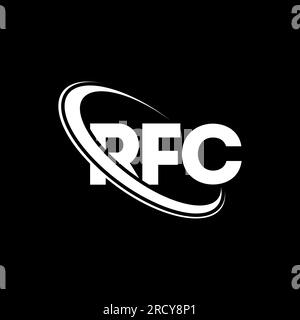 Logo RFC. Lettre RFC. Logo de la lettre RFC. Initiales RFC logo lié avec cercle et logo monogramme majuscule. Typographie RFC pour la technologie, les entreprises Illustration de Vecteur