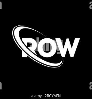 Logo ROW. Lettre de LIGNE. Logo EN forme de RANGÉE. Logo DE RANGÉE D'initiales lié à un cercle et logo de monogramme majuscule. Typographie DE LIGNE pour la technologie, les entreprises Illustration de Vecteur