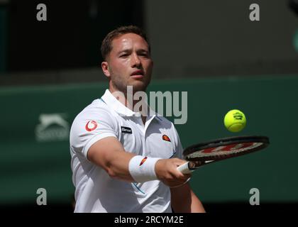 16 juillet 2023 ; All England Lawn tennis and Croquet Club, Londres, Angleterre : tournoi de tennis de Wimbledon ; Alfie&#xa0;Hewett (GBR) , finale de simples en fauteuil roulant masculin Banque D'Images