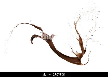 Splash Wave chocolat liquide, isolated on white Banque D'Images