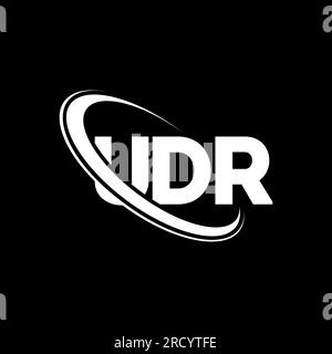Logo UDR. Lettre UDR. Logo lettre UDR. Initiales UDR logo lié avec cercle et logo monogramme majuscule. Typographie UDR pour la technologie, les entreprises Illustration de Vecteur