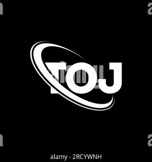 Logo TOJ. Lettre du TOJ. Logo lettre TOJ. Initiales logo TOJ lié avec cercle et logo monogramme majuscule. Typographie TOJ pour la technologie, les entreprises Illustration de Vecteur